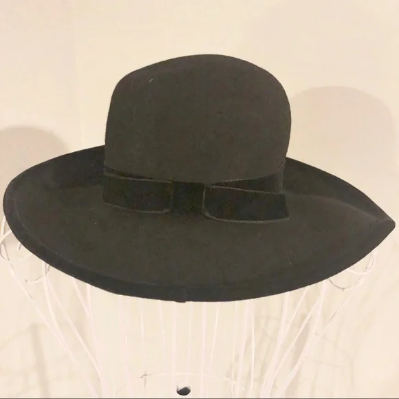 Vintage Bloomingdales Black 100% Wool Wide Brim Hat - Picture 9 of 9